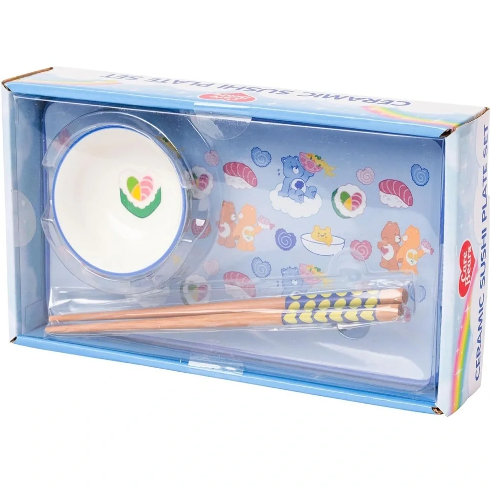 Care Bears Ceramic Sushi Plate Set with Rainbow Design